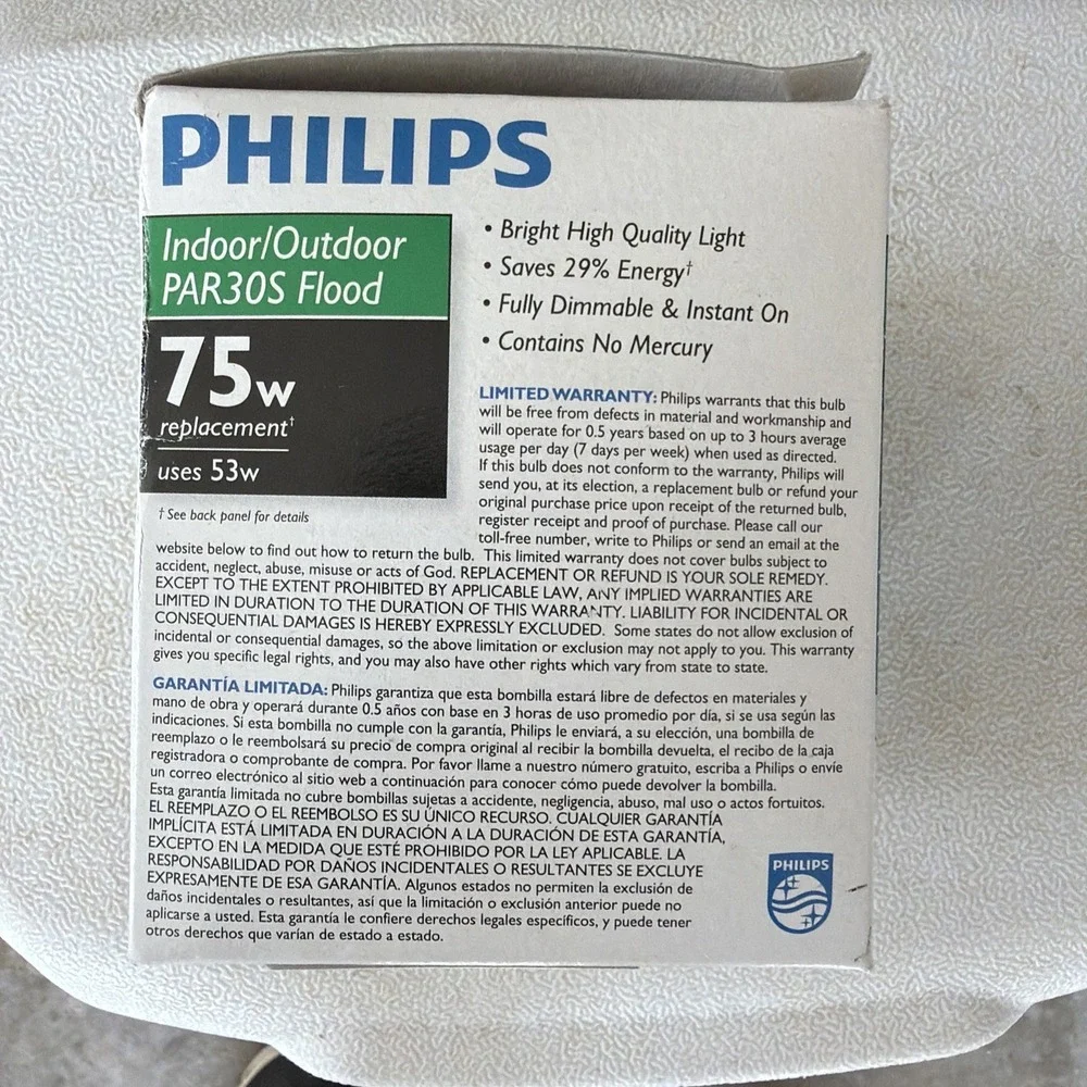 Philips 75w Par30s EcoVantage Dimmable Flood Light indoor/outdoor